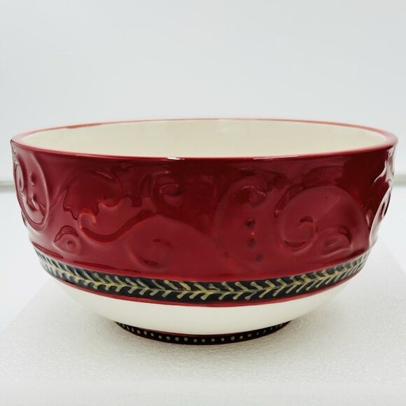 Fitz Floyd Damask Holiday 6" Salad Soup Serving Cereal Bowl Set of 2 - Picture 3 of 9